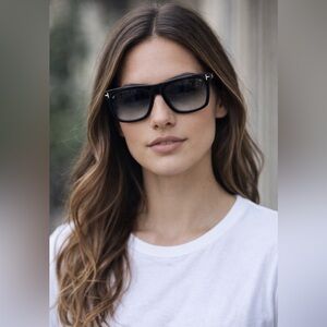 Tom Ford Rectangular Sunglasses TF513 Morgan 01W Black 57mm FT0513, with box